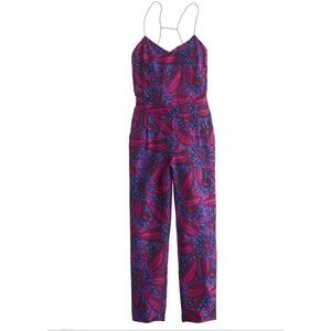 J Crew Midnight Floral Silk Jumpsuit